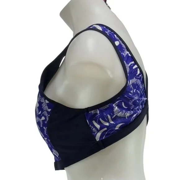 ATHLETA Women's Sports Bra Nylon Blue Breathable Comfortable Fit Mesh V Size L - Picture 2 of 8